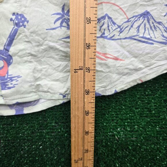 Chaps Shirt Mens Medium Light Green Go Untucked Summer Beach Casual Palm Trees - Picture 6 of 9